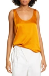 Vince Scoop-neck Silk Satin Tank Top In Sienna