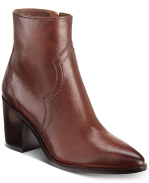 frye block heel leather booties