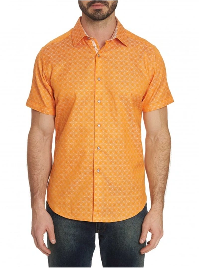 Robert Graham Men's Diamante Short Sleeve Shirt Big In Orange Size: 4xl Big By