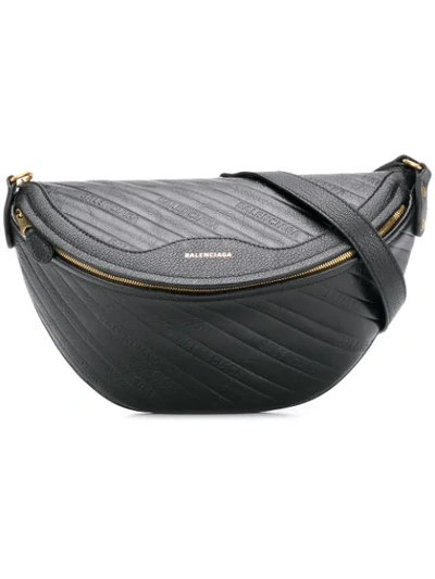 Balenciaga Souvenir Xs Aj Textured-leather Belt Bag In Black