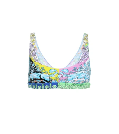 Versace Printed Bikini Top In Multicoloured