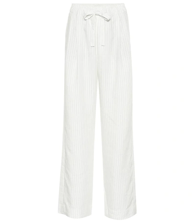 Vince Striped Linen-blend Pants In White