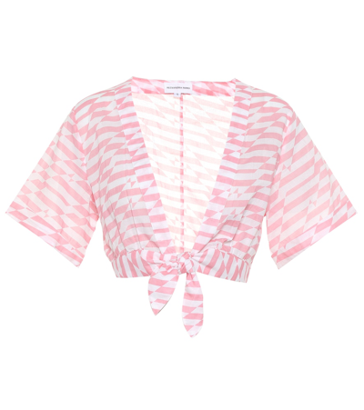 Alexandra Miro Sandy Printed Cotton Crop Top In Pink