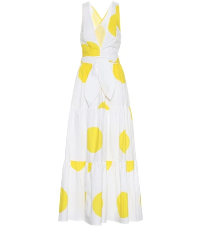 Alexandra Miro Raphaela Polka-dot Cotton Maxi Dress In Yellow