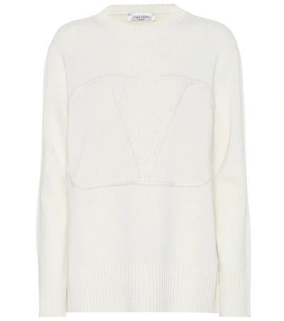 Valentino Wool And Cashmere Sweater In White
