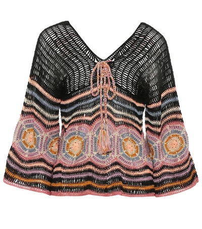 Anna Kosturova Carly Crochet Cotton Top In Black