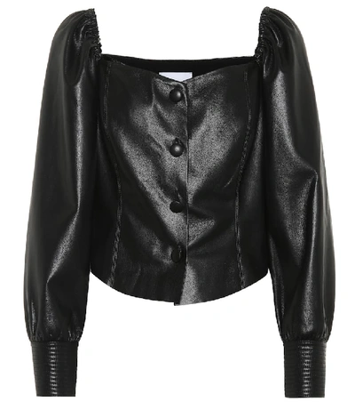 Nanushka Irene Faux Leather Top In Black