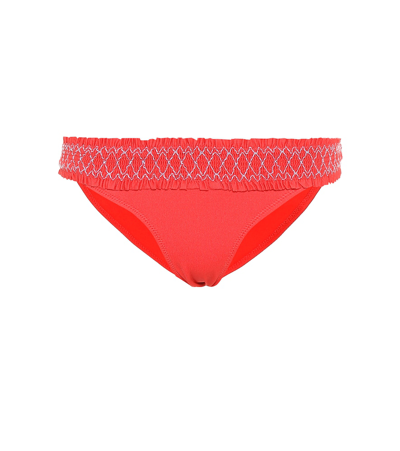Heidi Klein Sophia Smocked Bikini Bottoms In Red