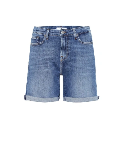 7 For All Mankind Boy High-rise Denim Shorts In Blue