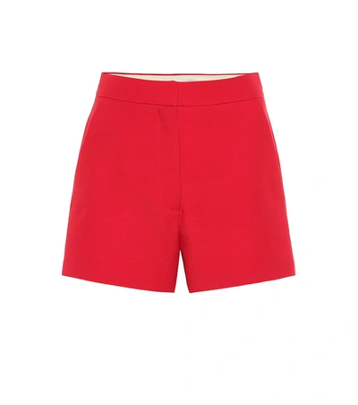 Valentino High-rise Wool And Silk Shorts In Red