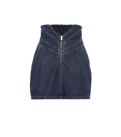 Attico High-rise Denim Miniskirt In Blue