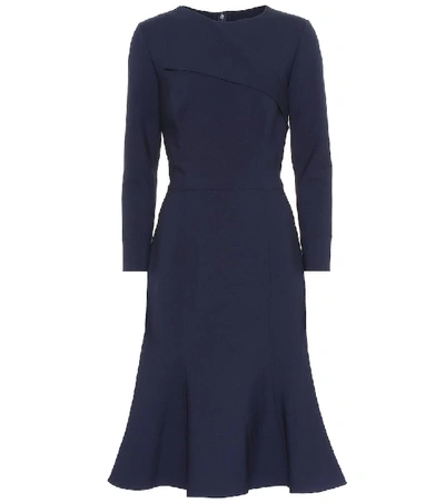 Oscar De La Renta Wool-blend Midi Dress In Blue