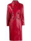 Joseph Romney Leather Trench Coat In Red