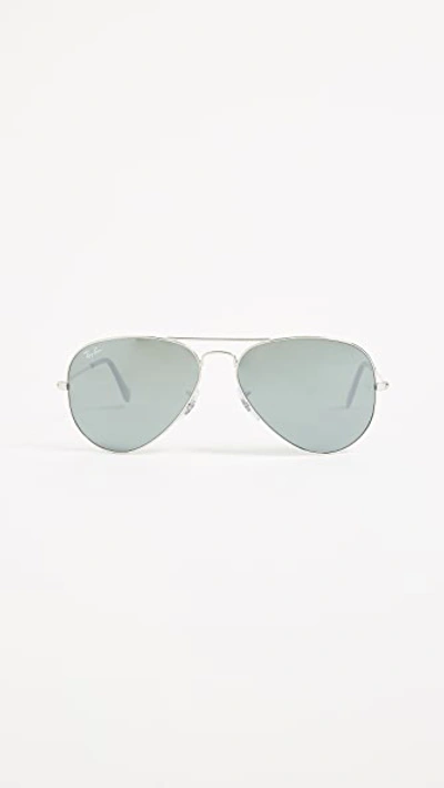 Ray Ban Ray-ban Unisex Original Brow Bar Aviator Sunglasses, 62mm In Gray/silver Mirrored