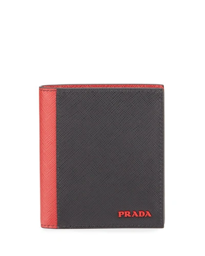 Prada Men's Colorblock Wallet In Black