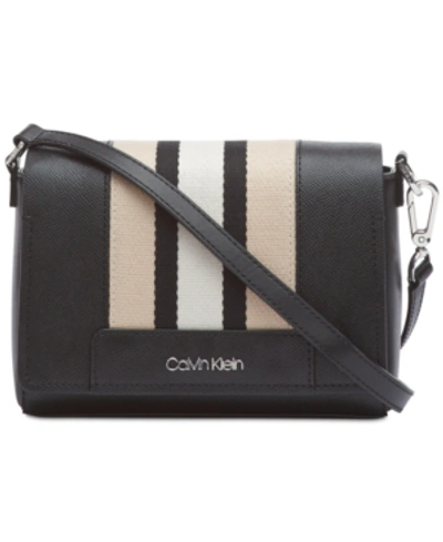 Iconic American Designer Clara Leather Crossbody In Black Combo/silver