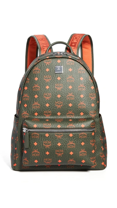 Mcm Men's Stark Monogram Backpack In Winter Moss