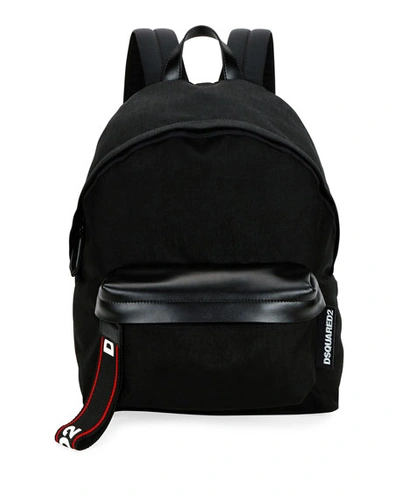 Dsquared2 Men's Logo-tab Nylon Backpack In Black