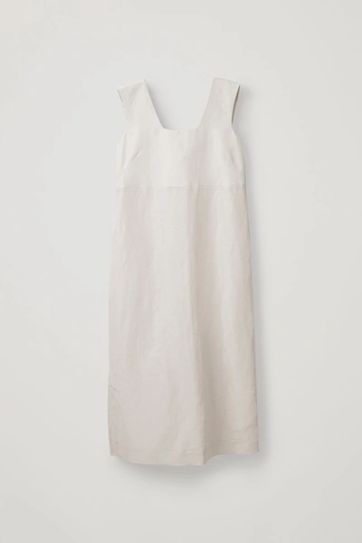 Cos Linen-silk Dress With Back Ties In Brown