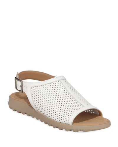 Sesto Meucci Tracy Perforated Leather Flat Sandals In White