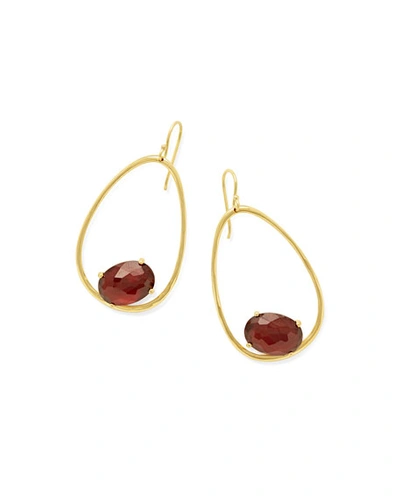 Ippolita 18k Rock Candy Tipped Oval Wire Earrings In Garnet In Dark Red