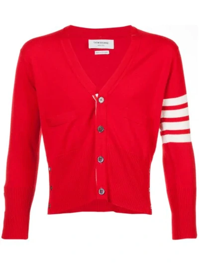 Thom Browne Red Classic Short V-neck Cardigan