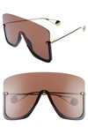 Gucci 99mm Oversize Shield Sunglasses In Shiny Black