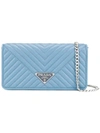 Prada Quilted Mini Crossbody Bag In Blue