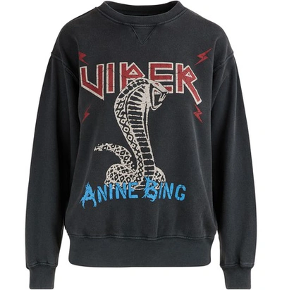 Anine Bing Cotton Sweatshirt In Charcoal