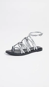 Rebecca Minkoff Sarle Strappy Sandals In Silver Metallic Faux Leather