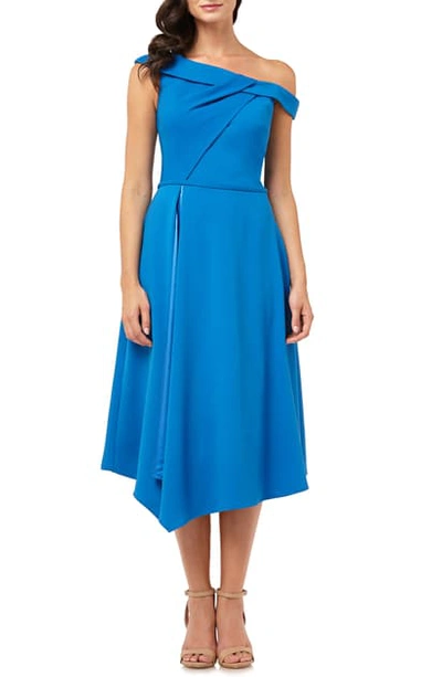 Carmen Marc Valvo Infusion Carmen Marc Valvo Asymmetric Off-the-shoulder Dress In Royal