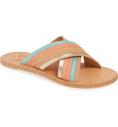 Beek Palila Crisscross Slide Sandal In Multi Pastel/ Natural