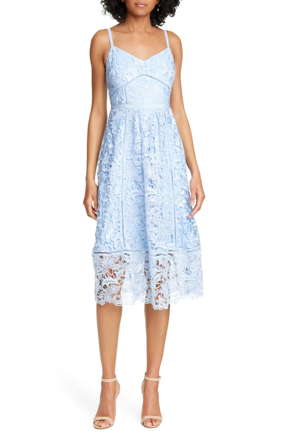 Ted Baker Valens Lace Midi Dress In Pale Blue | ModeSens