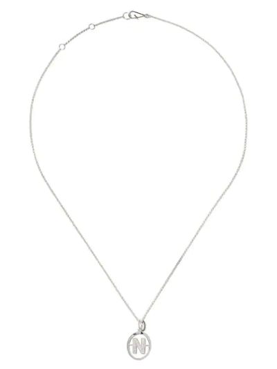 Annoushka 14kt White Gold Diamond Initial N Necklace