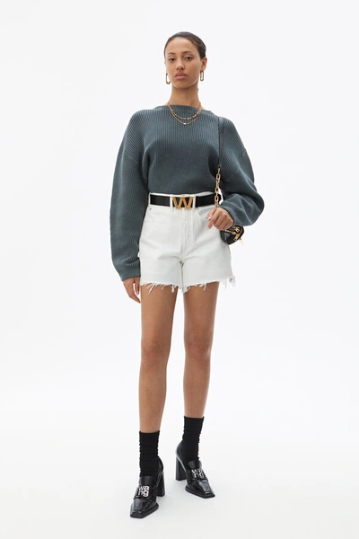 Alexander Wang Float Zip Denim Shorts In Carpenter White