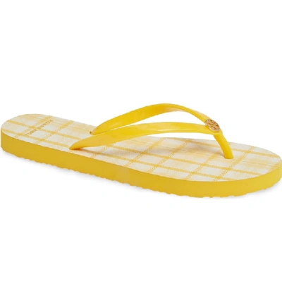 Tory Burch Printed Thin Flip-flops In Sunlight/ Yellow