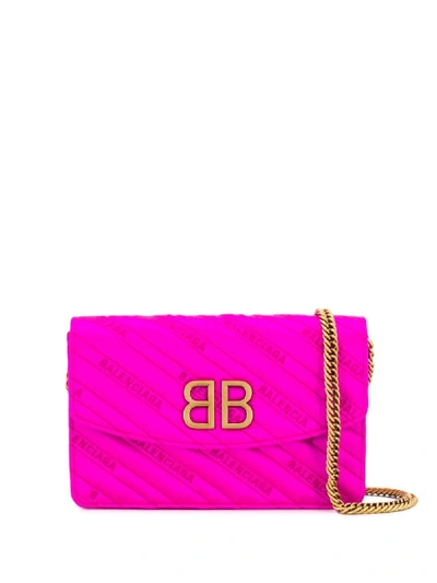 Balenciaga Bb Quilted Wallet On Chain, Fuchsia In Pink