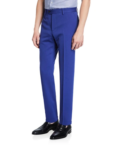 Etro Men's Solid Wool Straight-leg Trousers In Navy