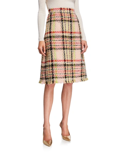 Andrew Gn Tweed A-line Knee-length Skirt In Multi Pattern