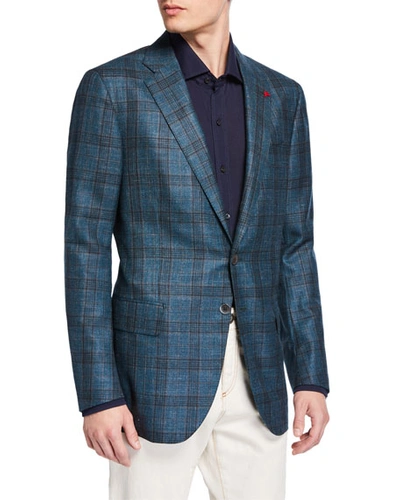 Isaia Men's Plaid Wool-blend Sport Coat In Dark Green