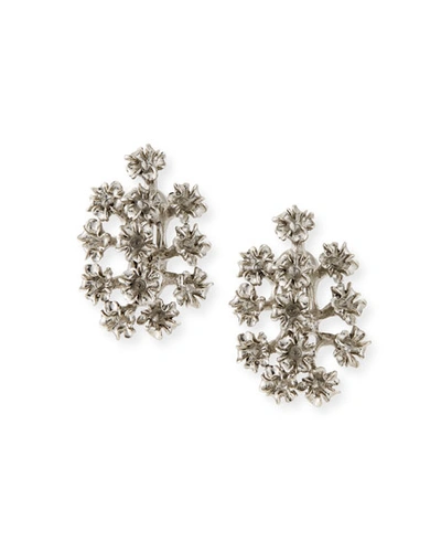 Oscar De La Renta Mini Flower Clip-on Earrings In Silver