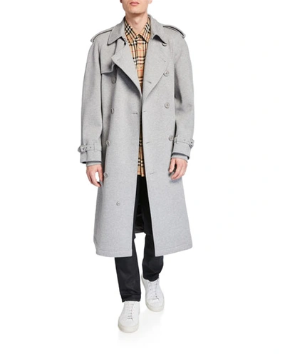 Burberry Men's Double-breasted Jersey Trench Coat In Gray