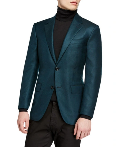Ermenegildo Zegna Men's Cashmere Two-button Regular-fit Jacket, Green
