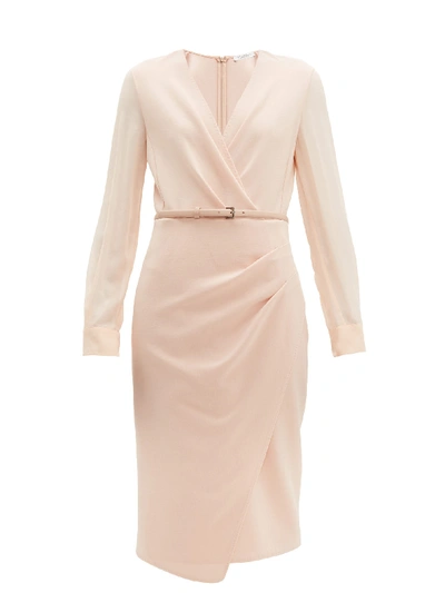 Max Mara Manuel Wrap-front Stretch-wool And Silk Dress In Pink
