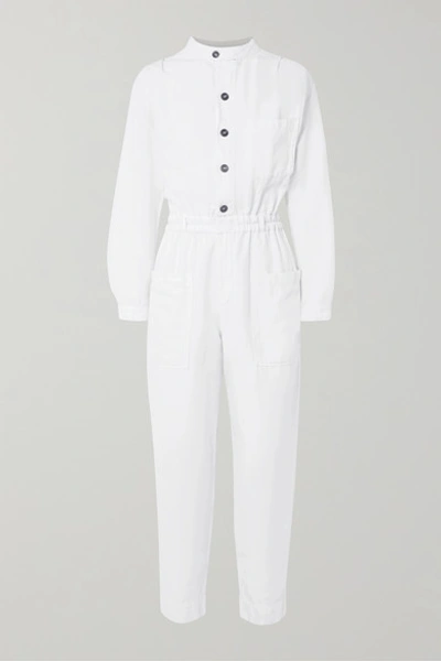 Frame Painter Buttoned-down Linen-blend Jumpsuit In White