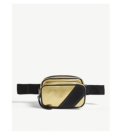 Givenchy Mc3 Two-tone Mini Leather Crossbody Bag In Gold