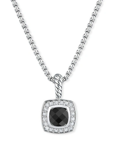 David Yurman Petite Albion Pendant With Black Onyx And Diamonds On Chain, 17 In Silver