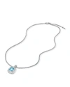 David Yurman Petite Albion Pendant With Semiprecious Stone And Diamonds On Chain In Blue/silver