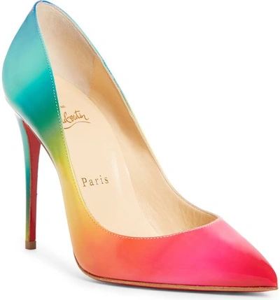 Christian Louboutin Pigalle Follies 100 Rainbow Patent Leather Pumps In Multi