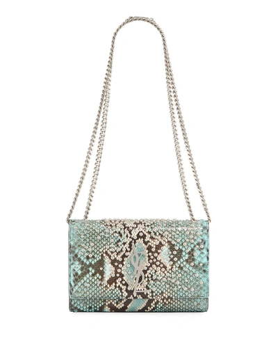 Saint Laurent Kate Small Python Crossbody Bag In Light Blue